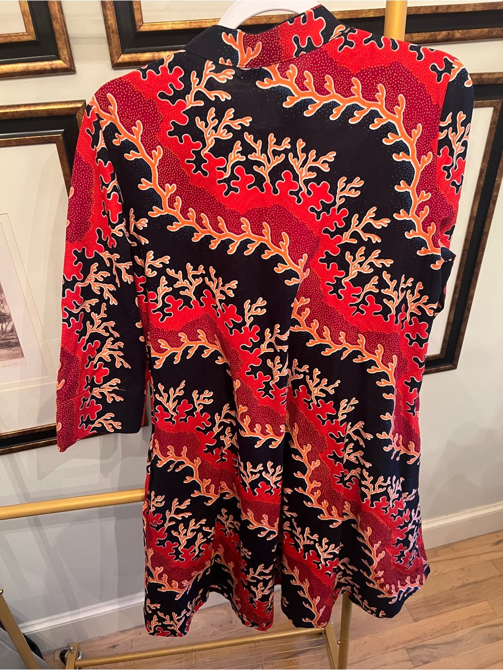 Zuni Red & Black Printed Midi Shirt Dress - Picture 5 of 6